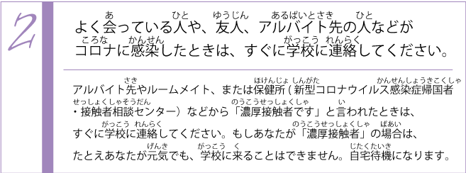 新型コロナウイルスに感染した時の報告方法 学生向け